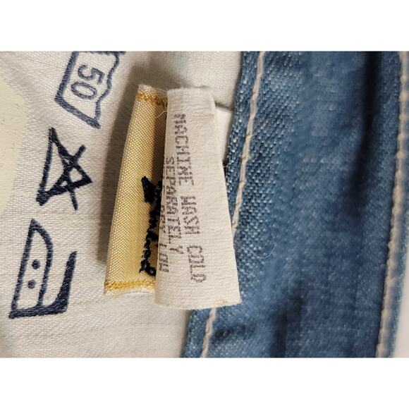 7 Seven For All Mankind Dojo Flare Jeans 32 X 30 White Embroidery Y2K 90s USA - Picture 7 of 15